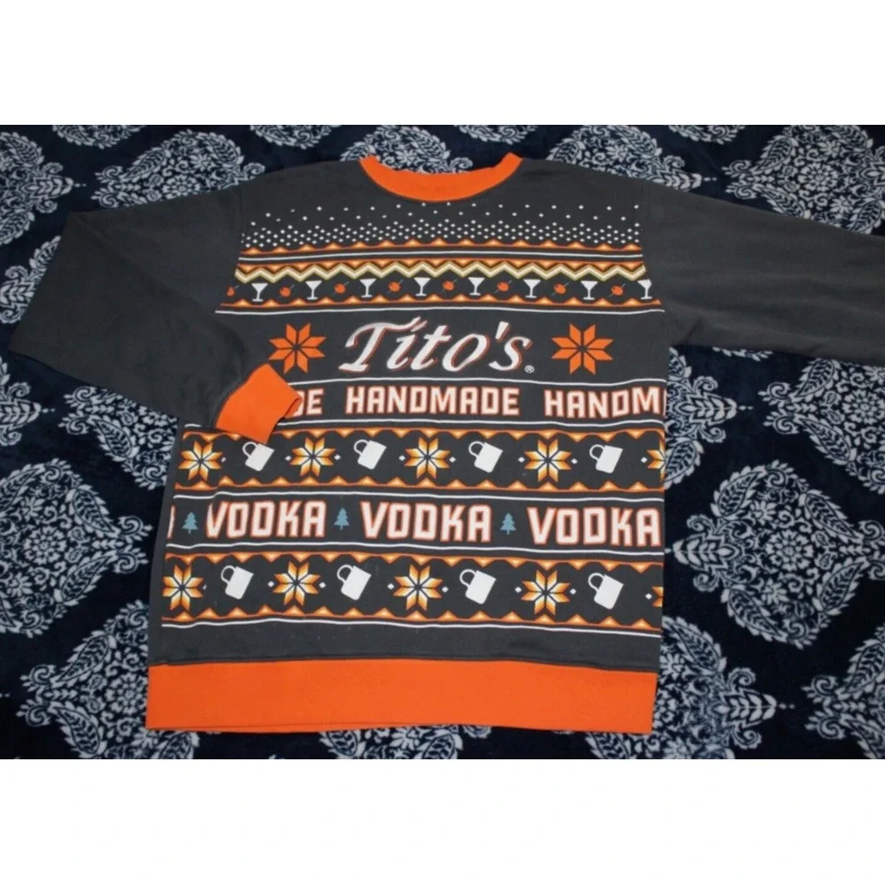 Tito's Handmade Vodka Ugly Christmas Sweater Sweatshirt Mens SMALL - Liqour